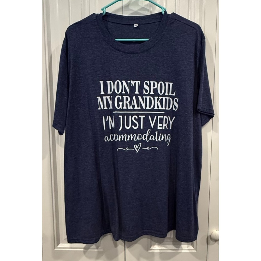 Women's 3XL Navy Blue Funny Grandma Graphic T-Shirt I Don't Spoil My Grandkids